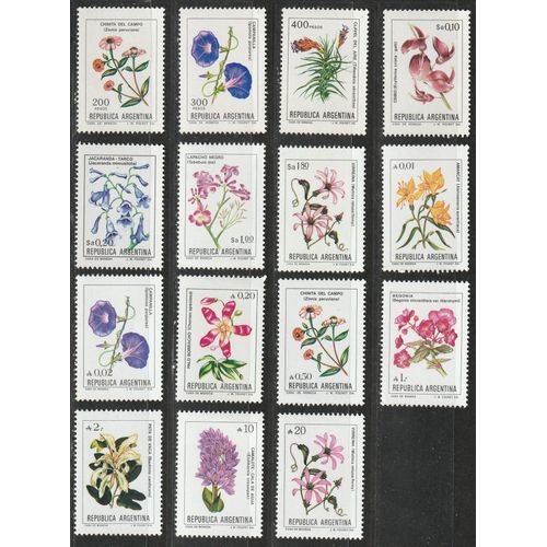 Lot De 15 Timbres Argentine Neufs** Sans Charnière. "Fleurs"