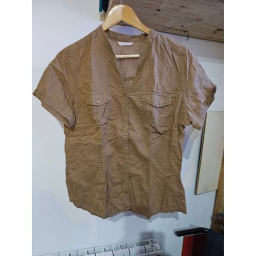 Chemise Manches Courtes Camaïeu Taupe Marron S