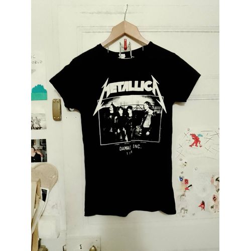 Tee Shirt Noir Imprimé Blanc 38 M (Metallica)Gildan.