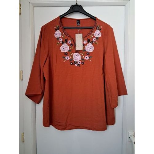 Tunique Taille 50-52 Ocre Brodé