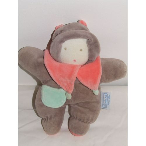 POUPEE MOULIN ROTY GRELOT MARRON ROSE VERT 25 cm