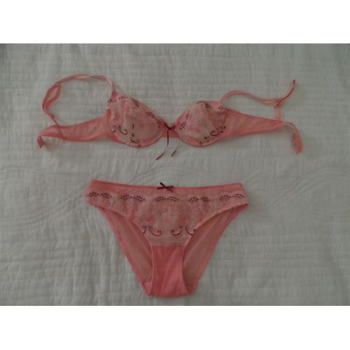Ensemble Soutien-Gorge + Slip Tulle Et Dentelle Rose Tissel