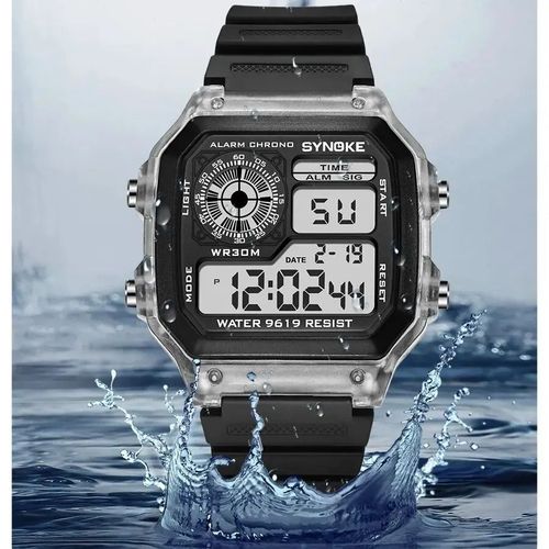 Montre Numérique Transparente Blanche Étanche Homme Multifonction Sport, Course À Pied, Extérieur Avec Rétroéclairage