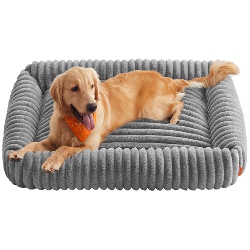 Feandrea Panier Pour Chien, Panier Orthopédique De Taille Très Grande, Coussin Chien Lavable, Moelleux, Rembourrage Doux, 120 X 85 X 23 Cm, Gris Tourterelle