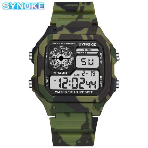 Montre Numérique Camouflage Militaire Étanche Homme Multifonction Sport, Course À Pied, Extérieur Avec Rétroéclairage