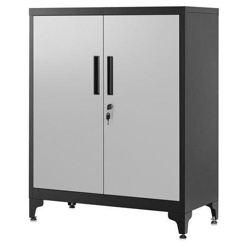 SONGMICS Caisson de Bureau, Placard Polyvalent, Armoire de Bureau à 2 Portes, Verrouillable, en Acier, pour Salon, Argenté et Noir