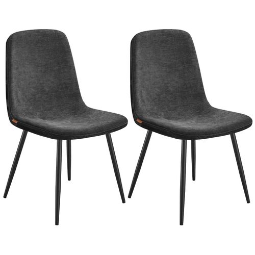Vasagle Chaises De Salle À Manger, Lot De 2, Support Métallique, Pieds Réglables, Nettoyage Facile, Chaises De Cuisine, Tissu Chenille, Pu Texturé Glacé, Gris Ardoise