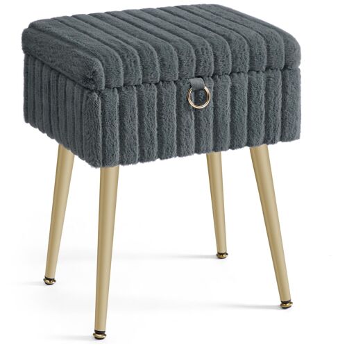Songmics Tabouret De Coiffeuse, Tabouret Avec Rangement, Repose-Pieds, Pieds En Métal, Rembourré, Pieds Réglables, Pour Salon, Chambre, Dressing, Rose Bonbon