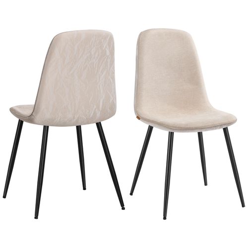 Vasagle Chaises De Salle À Manger, Lot De 2, Support Métallique, Pieds Réglables, Nettoyage Facile, Chaises De Cuisine, Tissu Chenille, Pu Texturé Glacé, Blanc Crème