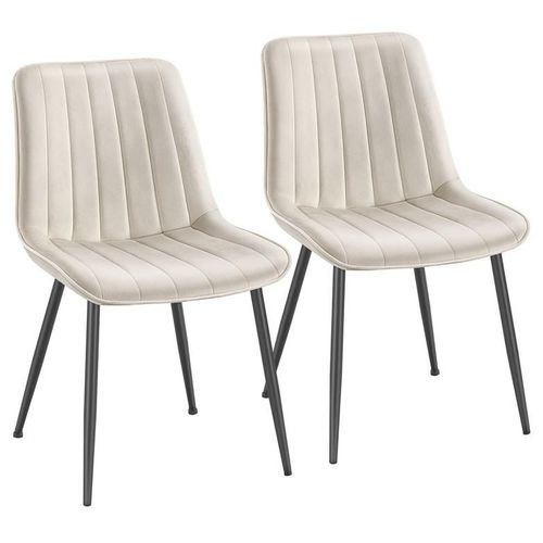 SONGMICS Lot de 2 Chaise Salle à Manger, Chaise Cuisine, Supportant Jusqu'à 120 kg, Pied en Acier, Dossier Ergonomique, pour Salle à Manger, Cuisine, Beige Cappuccino et Noir d'Encre