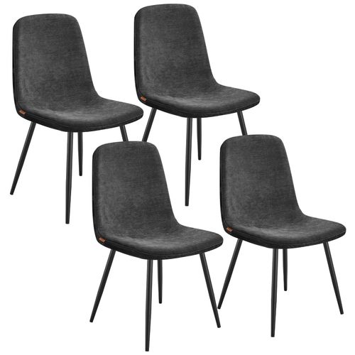 Vasagle Chaises De Salle À Manger, Lot De 4, Support Métallique, Pieds Réglables, Nettoyage Facile, Chaises De Cuisine, Tissu Chenille, Pu Texturé Glacé, Gris Ardoise
