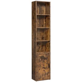 VASAGLE CUSTOS Collection - Bibliothèque, Étagère Haute sur 6 Niveaux, avec Porte, Meuble de Rangement Ouvert, 24 x 31,8 x 175 cm, pour Salon, Bureau, Salle à Manger, Marron Rustique