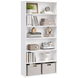 VASAGLE Bibliothèque, Étagère sur 6 Niveaux, Meuble de Rangement Ouvert, Étagère, 24 x 80 x 160,7 cm, pour Salon, Bureau, Salle à Manger, Blanc Nuage