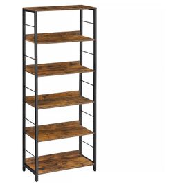 VASAGLE Étagère sur 6 Niveaux, Bibliothèque, Meuble de Rangement, avec Panneaux Arrière, Style Industriel, pour Salon, Étude, Bureau à Domicile, Marron Rustique et Noir d'Encre