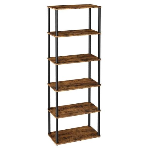 VASAGLE Assemblage Ultra-rapide sans Outils, Étagère à 6 Niveaux, Étagère de Rangement, 60 x 23,8 x 173,4 cm, pour Salon, Chambre, Cuisine, Marron Rustique et Noir d'Encre