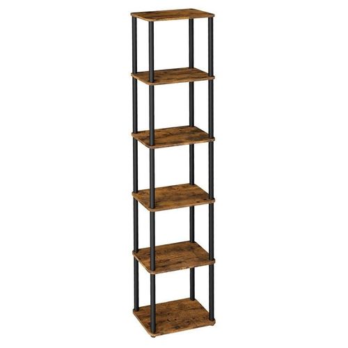 Vasagle Assemblage Ultra-Rapide Sans Outils, Étagère À 6 Niveaux, Étagère De Rangement, 38 X 23,8 X 173,4 Cm, Pour Salon, Chambre, Cuisine, Marron Rustique Et Noir D'encre