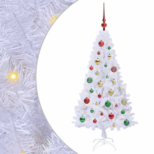 vidaXL Sapin de Noël artificiel avec 150 LED Blanc 120 cm PVC et Acier