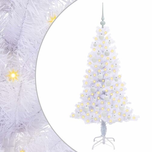 vidaXL Sapin de Noël artificiel avec 150 LED Blanc 150 cm PVC et Acier