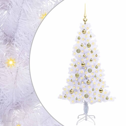 vidaXL Sapin de Noël artificiel avec 150 LED Blanc 150 cm PVC et Acier