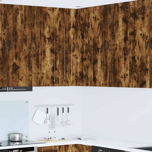 Vidaxl Meuble Mural De Cuisine Avec Porte Chêne Fumé 57 X 57 X 100 Cm
