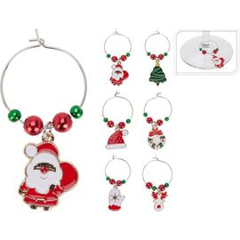 6 MARQUE-VERRES DÉCO NOËL MÉTAL 4CM