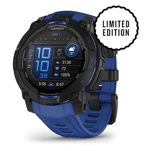 Garmin Instinct 3 AMOLED 45 mm - Noir avec bracelet Silicone Noir et Bleu - GPS (010-02936-03)