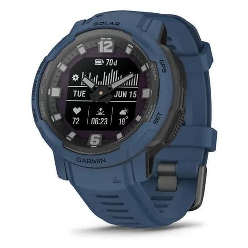 Garmin Instinct Crossover Solar 45 mm Hybride - Bleu avec bracelet Silicone Bleu - GPS (010-02730-02)