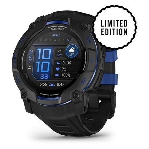Garmin Instinct 3 AMOLED 45 mm - Noir avec bracelet Silicone Noir et Bleu - GPS (010-03020-03)