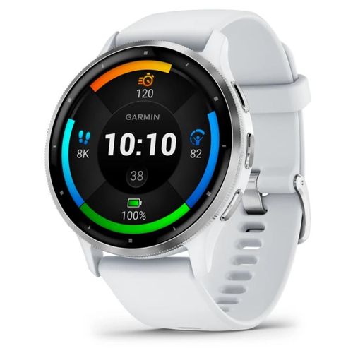 Garmin Venu 3 AMOLED 45 mm - Argent avec bracelet Silicone Blanc - , Blanc Wifi GPS (010-02784-00)