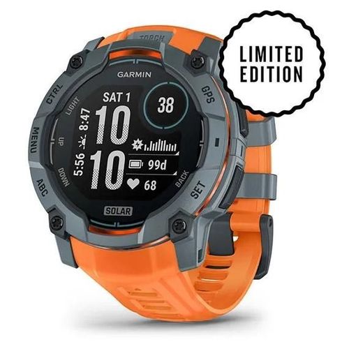 Garmin Instinct 3 Solar 50 mm - Orange avec bracelet Silicone Orange - GPS (010-02935-01)