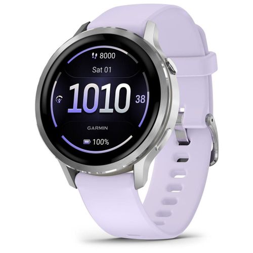 Garmin Venu 4 AMOLED 41 mm - Argent avec bracelet Silicone Pervenche - Wifi GPS (010-03013-01)