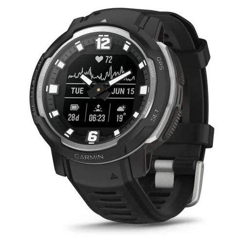Garmin Instinct Crossover - Standard Edition 45 mm Hybride - Noir avec bracelet Silicone Noir - GPS (010-02730-03)