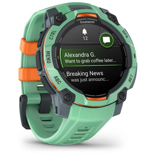 Garmin Instinct 3 AMOLED 45 mm - Vert avec bracelet Silicone Vert - GPS (010-02936-01)
