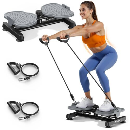 Plateau De Torsion Merach, Twist Board Avec 2 Cordes Élastiques 2×10kg, Sculpte Taille Et Abdos, Silencieux, Charge 136kg, Noir