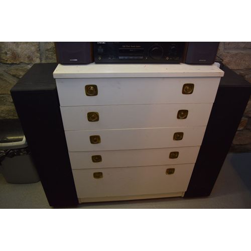 Commode En Bois Blanc 5 Tiroirs