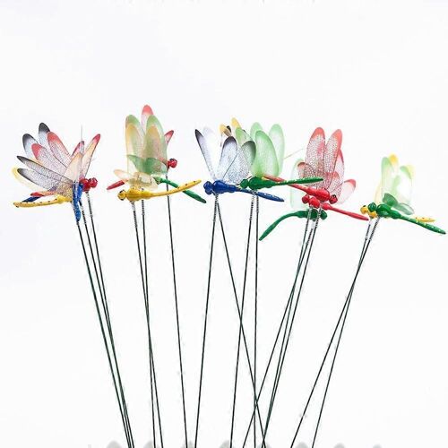 Lot De 20 Libellules Artificielles Avec Piquets, Decoration De Jardin 3d Pour Terrasse, Ensemble De 4 Couleurs