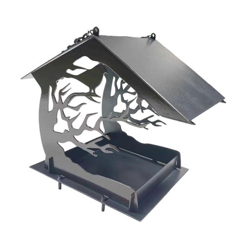 Mangeoire Pour Oiseaux Cabane Dans Les Arbres, Grande Capacite, Plateau Suspendu, Plateau En Metal