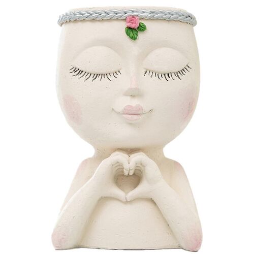 Pot De Fleurs En Forme De Tete De Fille, Pot De Fleurs En Resine Pour Plantes Succulentes, Pour L'interieur Ou L'exterieur, Ornement Decoratif De Bureau
