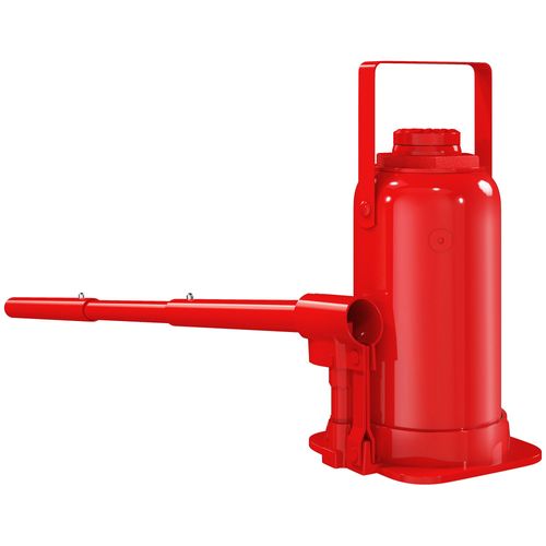 Cric Bouteille Hydraulique 12t - Plage De Levage 190-370mm - Poignée 3 Sections - Acier Rouge