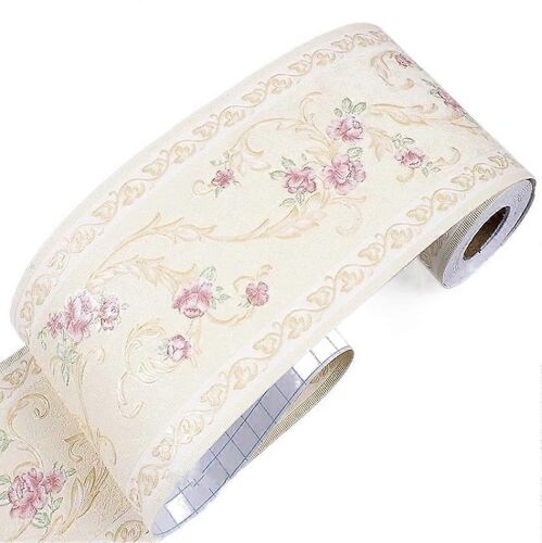 Bordure Adhesive, Bande Adhesive Murale, Papier Peint Impermeable, Decoration Florale Vintage (32) 10,5 Cm X 5 M