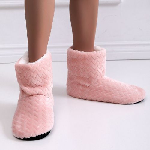 Chaussettes Épaisses Chaussons D'intérieur Doublure Ultra Moelleuse Anti-Dérapantes Hiver Pour Femme Et Homme 40-41 Rose