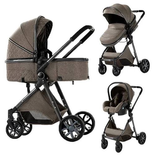 Poussette 3 En 1 Magic Zc Poussette Bebe Poussette Cosy Voyage Pousette Avec Sac À Main Jusqu'à 30kg 0-3ans Avec Grand Panier Brun