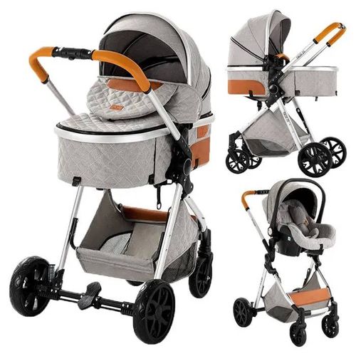 Poussette Magic Zc Pousette Trio 3 En 1 Poussette Bebe Avec Sac À Main Jusqu'à 30kg 0-3ans Harnais De Cinq Points Gris Clair