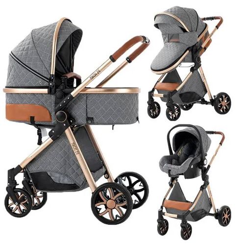 Poussette 3 En 1 Magic Zc Poussette Bebe Poussette Cosy Voyage Avec Sac À Main Jusqu'à 30kg 0-3ans Harnais De Cinq Points Gris