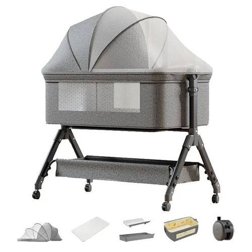 Lit Bebe Magic Zc Lit Bebe Evolutive 0-24 Mois Table À Langer Panier De Rangement Hauteur Réglable Avec Matelas Jusqu'à 20kg