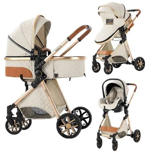 Poussette Magic Zc Pousette Trio 3 En 1 Poussette Pliable Compacte Jusqu'à 30kg 0-3ans Avec Sac À Main Avec Habillage Pluie Blanc