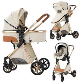 Poussette Magic Zc Pousette Trio 3 En 1 Poussette Pliable Compacte Jusqu'à 30kg 0-3ans Avec Sac À Main Avec Habillage Pluie Blanc