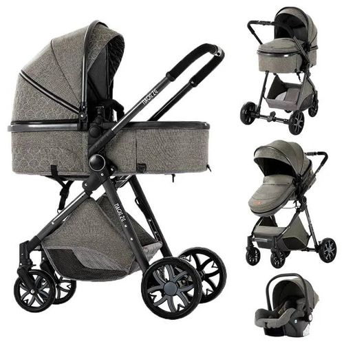 Poussette Magic Zc Pousette Trio 3 En 1 Pousette Poussette Bebe Jusqu'à 30kg 0-3ans Avec Sac À Main Pliage En Un Clic Gris Foncé