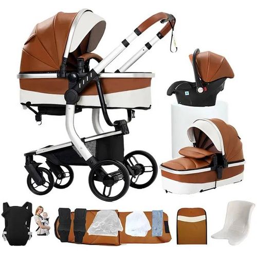 Poussette Magic Zc Poussette 3 En 1 Poussette Combinées Poussette Pliable Poussette Pour Nouveau-Né Cuir Pu Sac À Main Porte-Bébé