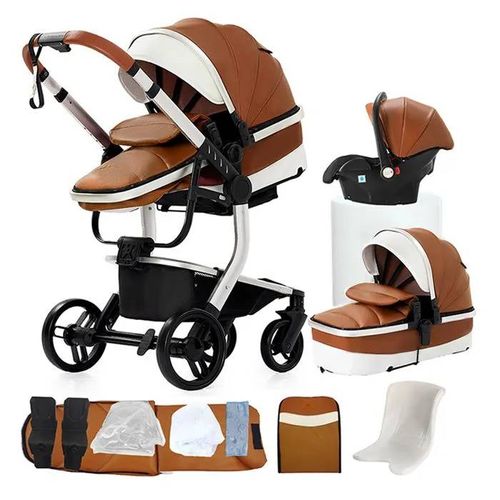 Poussette Magic Zc Poussette 3 En 1 Pousette Trio 3 En 1 Poussette Pliable Cuir Pu Sac À Main Pare-Soleil Avec Habillage Pluie Kaki
